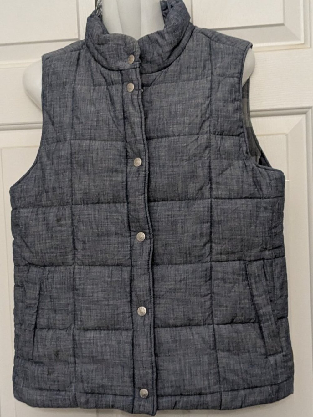 Levis Vest Mens Blue Chambray Denim Quilted Puffer Flannel Lined Waistcoat Sz M